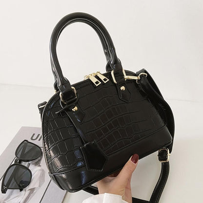 Pattern Tote Shell Bag Synthetic Leather Handbag Vintage Shoulder Bag 23*11*17cm