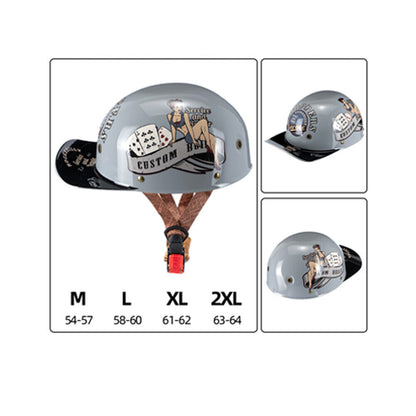 Motorcycle Half Helmet Open Face Motorcycle Half Helmet Retro Baseball Cap