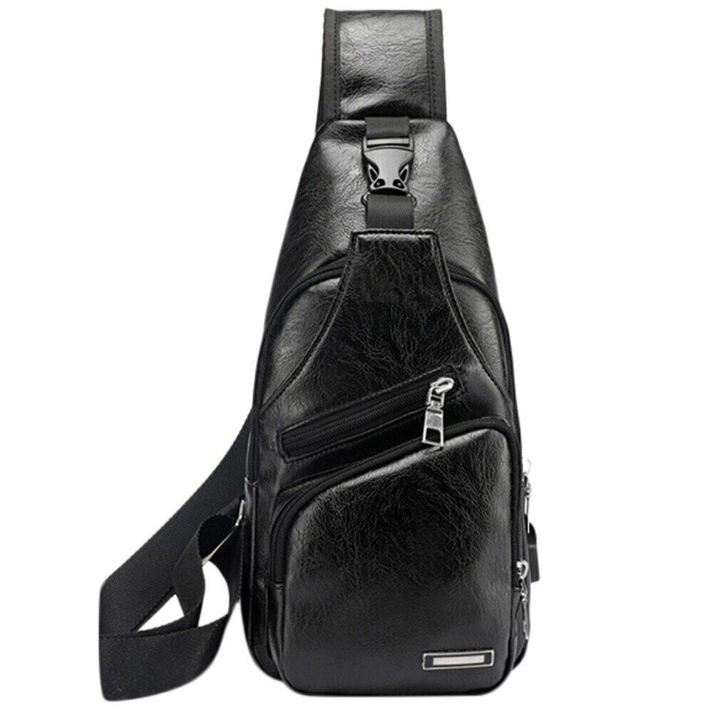 Messenger Bag USB Chest Bag Designer Leather Shoulder Bags Men's Birthday Gifts
