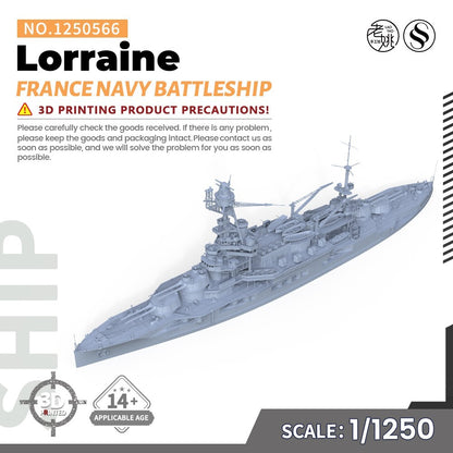 SSMODEL SSC1250566 1/1250 Military Model Kit France Navy Lorraine Battleship
