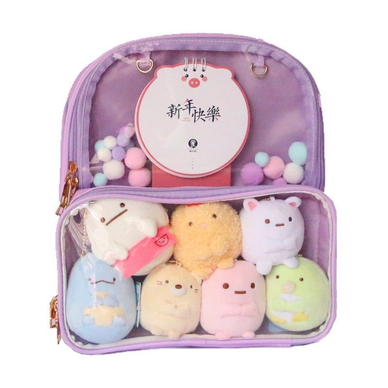 Backpack Clear Transparent Bag 7 Colors 27*10*31 Cm Softback 20-35 L Green Pink