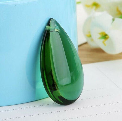 30Pcs 50mm Smooth Almond Chandelier Crystal Teardrop Prism Parts Suncatcher