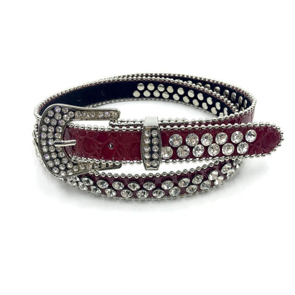 Women Leather Belt Rhinestone Fashion Men Casual Bling Jeans Waistband 110x3.3cm