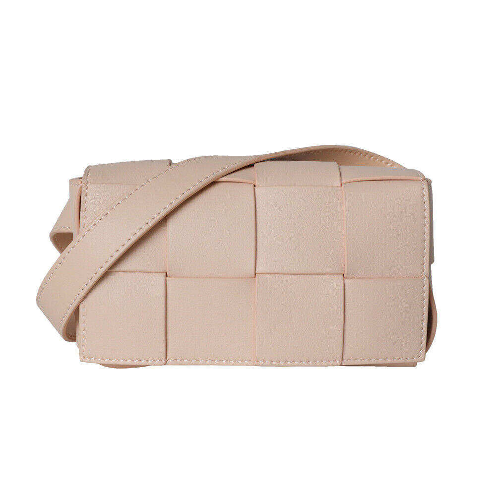 Mini Woven Real Leather Belt Bag Crossbody Sling Fanny Waist Pack Chain Clutch