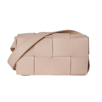 Mini Woven Real Leather Belt Bag Crossbody Sling Fanny Waist Pack Chain Clutch