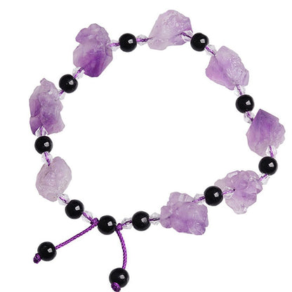 Women Bracelets Natural Amethyst Irregular Healing Stone Crystal Necklace Charms