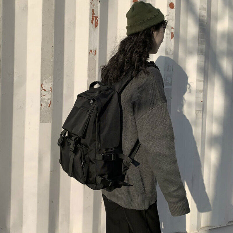 Backpacks Students Backpack Large Capacity Button Travel Bag Unisex High Street