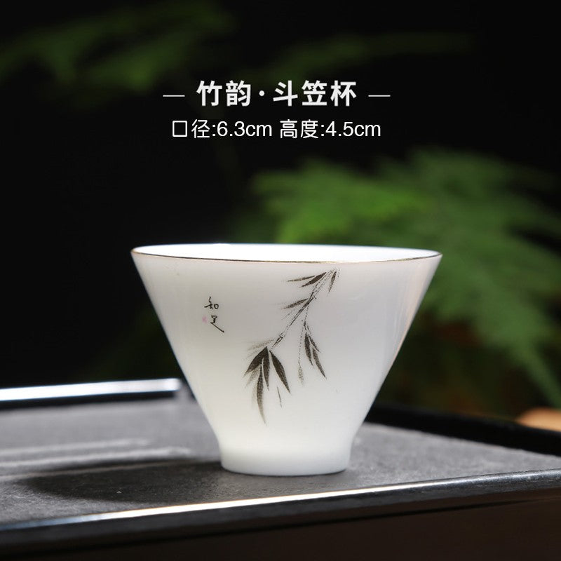 1pc White Porcelain Teacup Ceramic Tea Cup Master Cup Single Cup