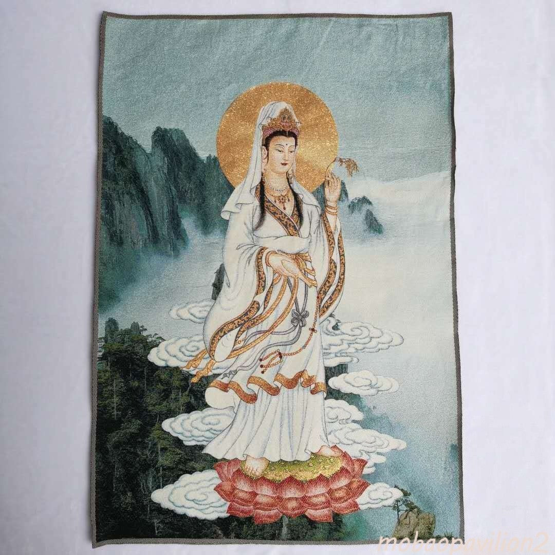 Buddhism Cloth Silk Avalokiteshvara Guangyin Kwan-yin Tangka Thangka Decoration