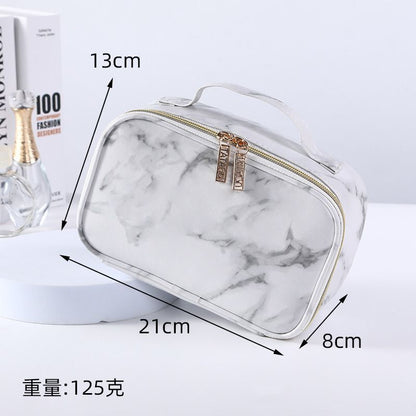 Marble Pattern Cosmetic Bag Toiletries Storage Handbag Waterproof Makeup Cases