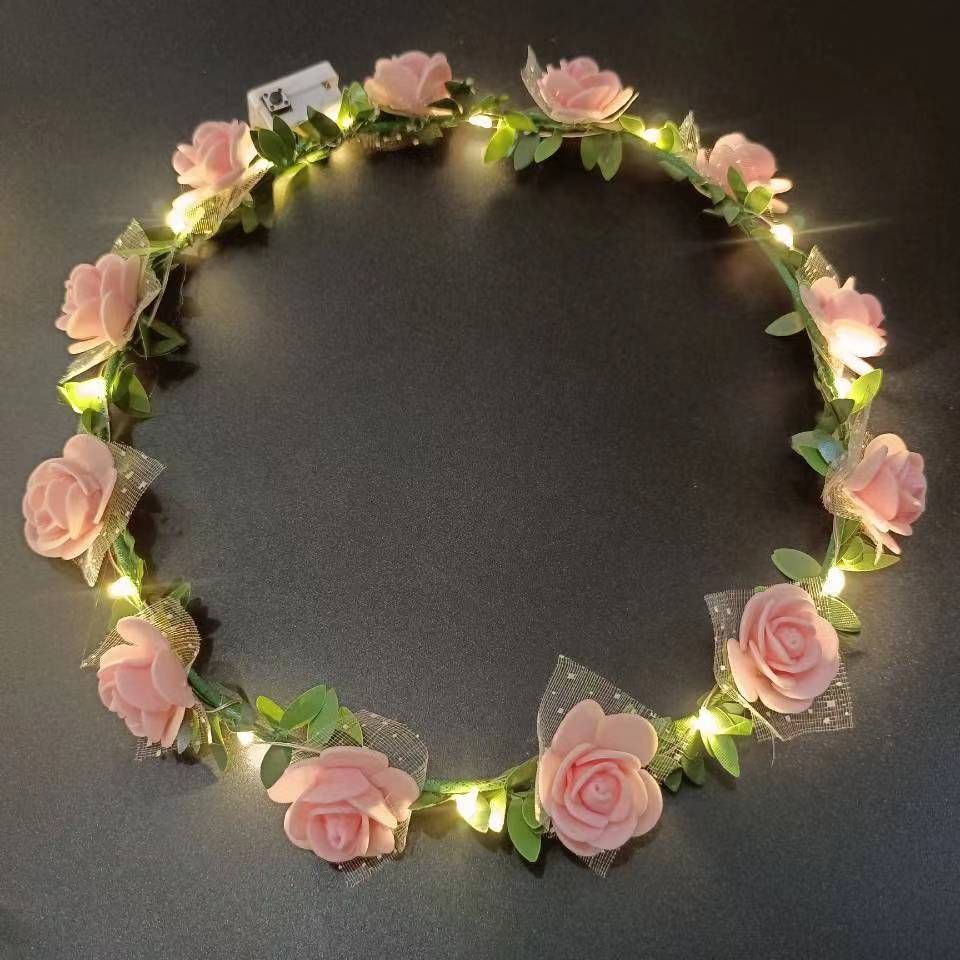 Flower Headband Glowing Garland Wedding Party Crown LED Lights Luminous Headwear
