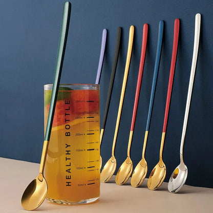 Ice Cream Spoons 304 Stainless Steel Long Handle Coffee Stirring Kitchen Utensil
