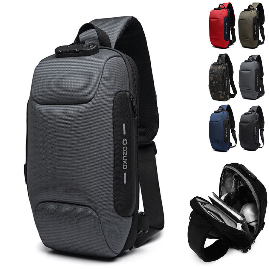 Comb. Lock Charging Port Water Resistant Chest Pack Sling Bag One Strap Backpack