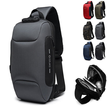 Comb. Lock Charging Port Water Resistant Chest Pack Sling Bag One Strap Backpack