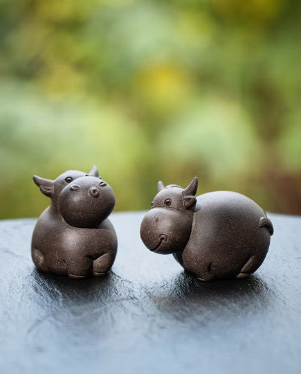 Purple Clay Tea Pets Cute Cow For Tea Tray Tea Play Yixing Purple Sand Ornaments
