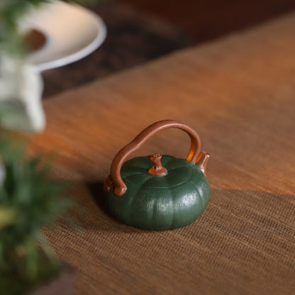 Yixing Pure Handmade Tea Pot 100ml Mimetic Style Slip Coating Overhead Handle