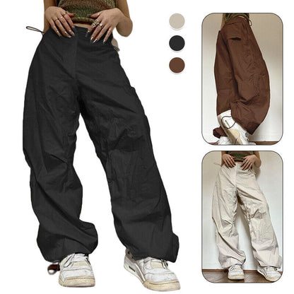 Women Cargo Joggers Pants Baggy Loose Elastic Wide Leg Loose Trousers Streetwear