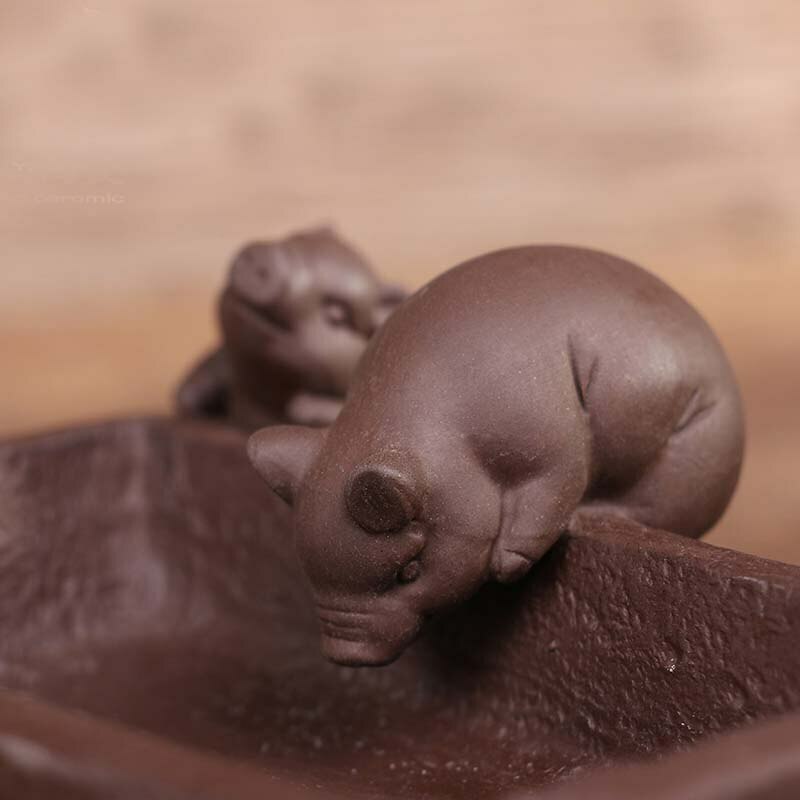 12.3cm Home Decoration Purple Sand Pig Tea Pet Tea Set Kung Fu Tea Accessories