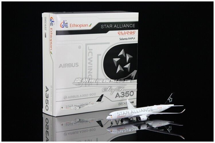 1:400 JC Wings Ethiopian STAR ALLIANCE AIRBUS A350-900XWB Airplane Diecast Model