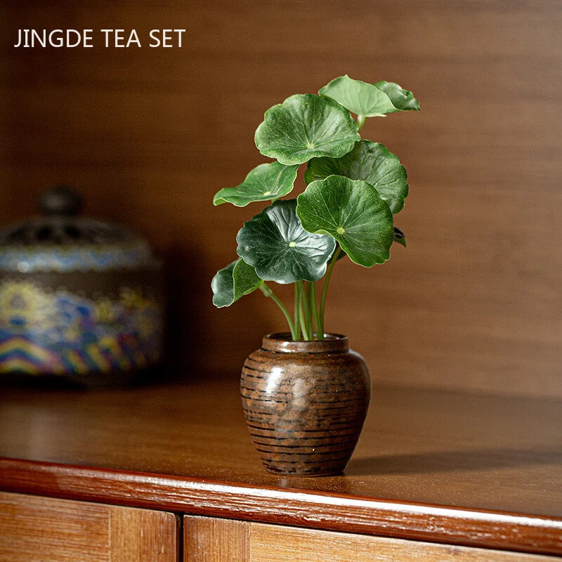Creative Ceramic Mini Tea Pet Decoration Tea Tray Simulation Flower Small Vase