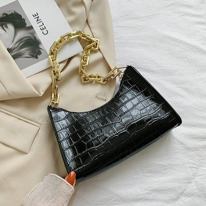 Zipper Handbags Texture Embossed Lacquer Shoulder Bag Simple Small Square Bags