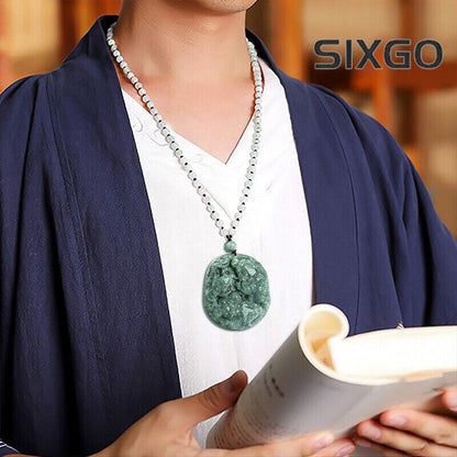 Grade A 100% Natural Green Jade Jadeite Double Dragon Spittor Pendant