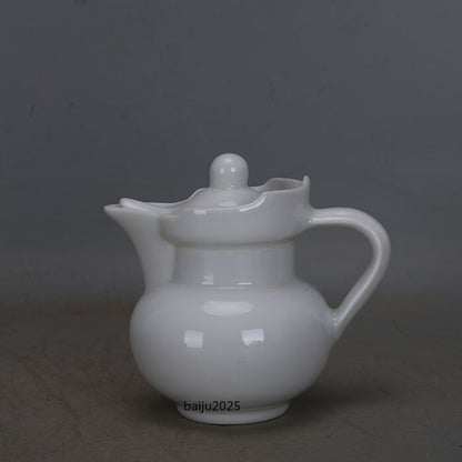 5" Chinese Ming Chenghua White Glaze Porcelain Carved Phoenix Design Teapot