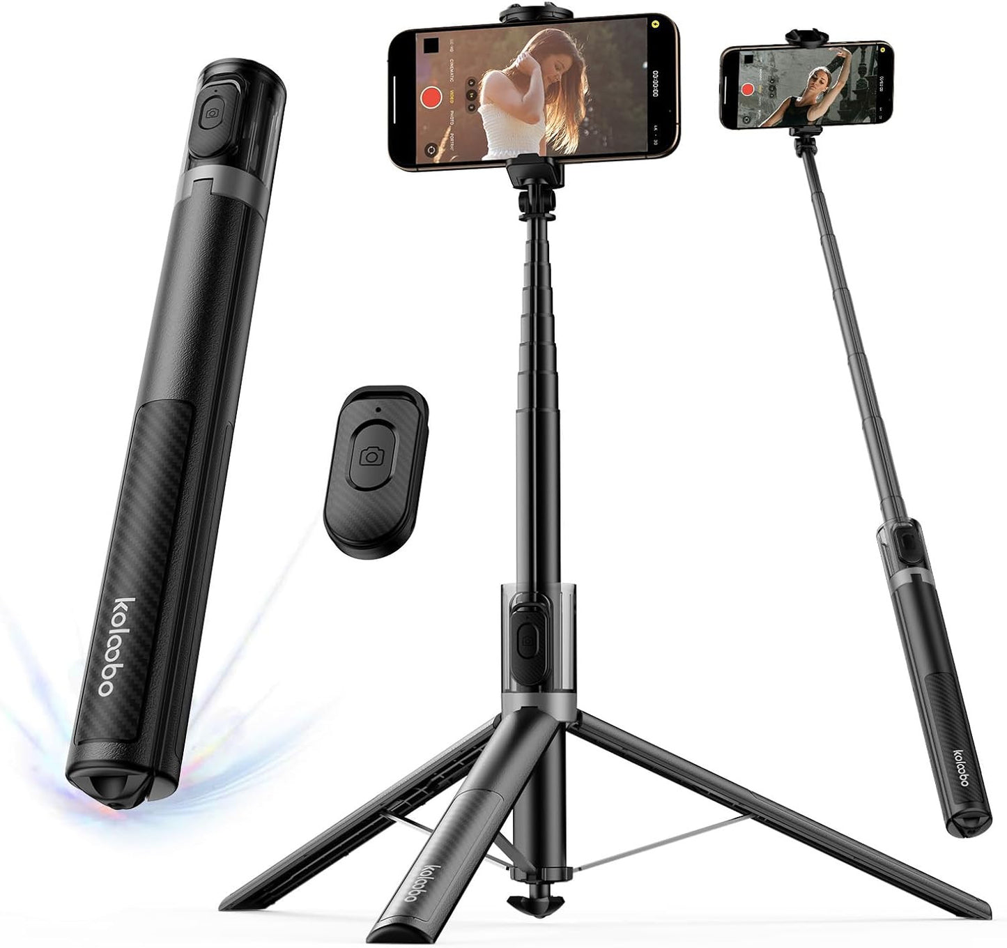 67'' Automatic Phone Tripod, Auto-Open Selfie Stick for Iphone with Remote, 360°