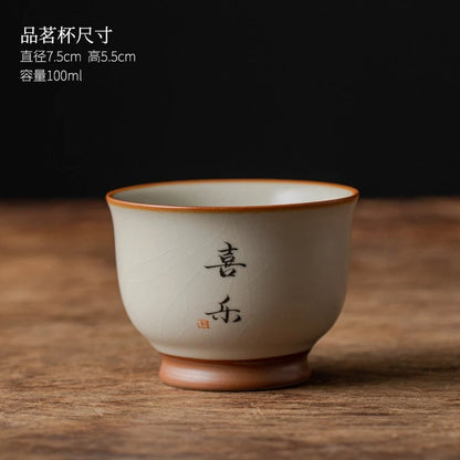 Ru Kiln Household Tea Bowl Single Cup Ceramic Cup Handwritten Tea Tasting Cup