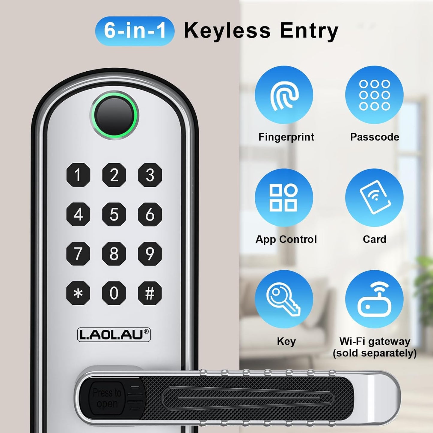 B04 Fingerprint Electronic Door Lock with Keypad and Handle – Keyless Entry Smar