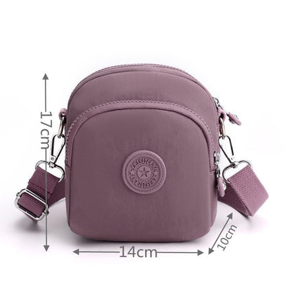 Nylon Shoulder Bag Waterproof Handbag Travelling Tote Crossbody Purse 14*1*17 CM