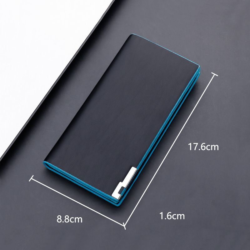 Thin Slim Wallet Long Clutch Bag Coin Purse Cardholder Polyester Black Blue 1 PC