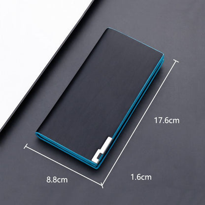 Thin Slim Wallet Long Clutch Bag Coin Purse Cardholder Polyester Black Blue 1 PC