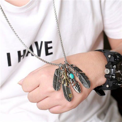 Niche Feather Necklace Hip Hop Ethnic Retro Style Unisex Jewelry