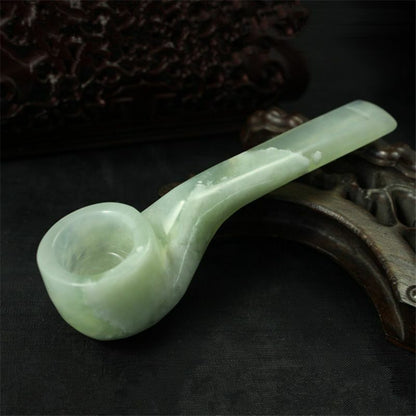 Natural Jade Stone Straight Pipe Smoking Tobacco Cigarette Pipes Holder