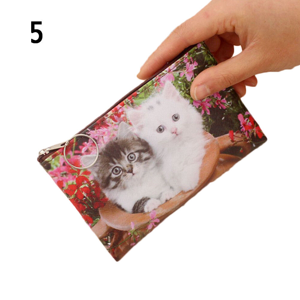 Girls Cute Cat Coin Purse Women Kids Mini Wallet Zipper Cartoon Bag Pouch Holder