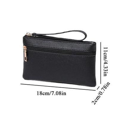 Women Leather Handbag Purses Zipper Long Wallet Women Pouch Wrist Wallet Vintage