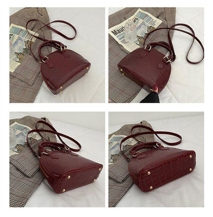 Retro Synthetic Leather Crossbody Bag Pattern Shoulder Bags Shell Shaped Purse