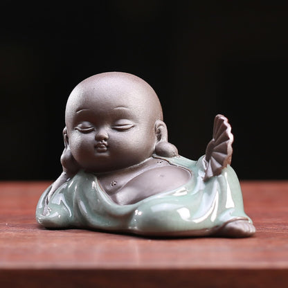 Little Monk Purple Sands Tea Pet 8.9cm 3.5in Tea Play Kung Fu Tea Set Decoration