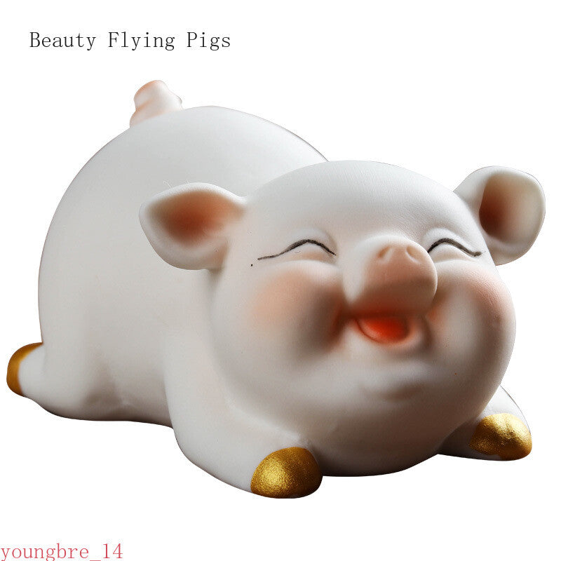 Creative Ceramic Zodiac Pig Ornament Animal Tea Pet Flower Pet Tea Ceremony