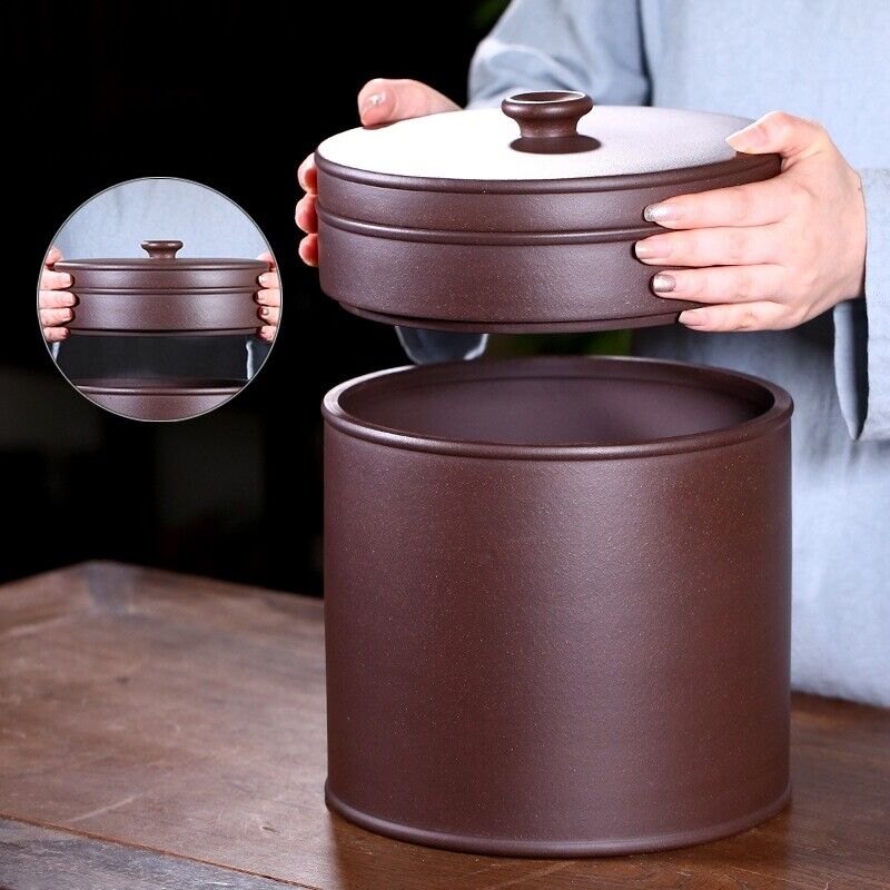 Handmade Sealed Tea Canister For Puer Tea Cake Smell Proof Yixing Zisha Clay Big