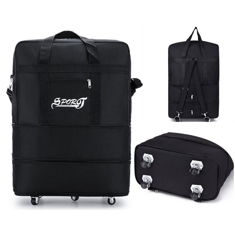 Large Capacity Foldable Luggage Trolley Bags Oxford Expendable Wheel Travel Bags