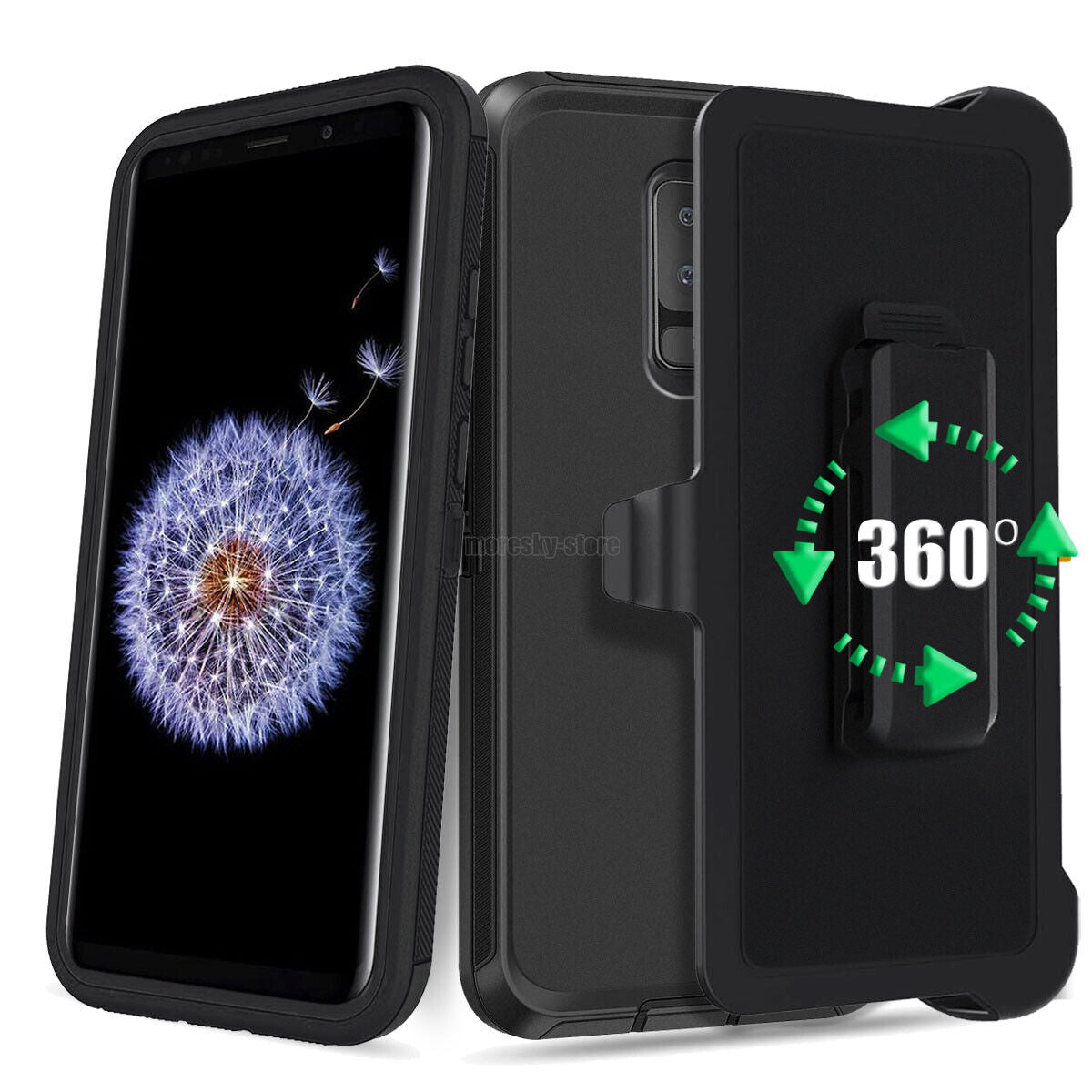 Case Clip Holster Cover,Tempered Glass Protector For Samsung Galaxy S9 / S9 Plus