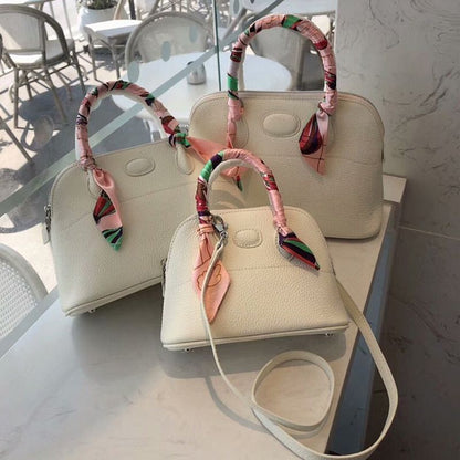 Bowling Handbag Genuine Leather Shell Purse Crossbody Shoulder Bags S/M/L Sizes