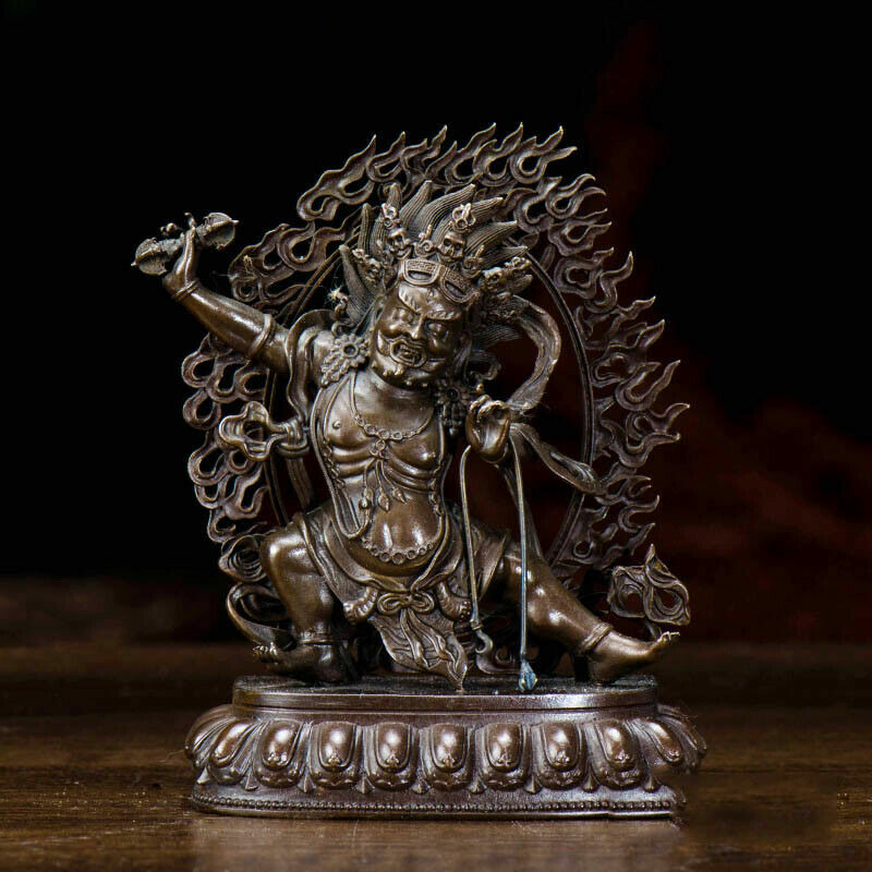 4"Tibetan Buddhist Pure Copper Vajrapani Bodhisattva Buddha Statues