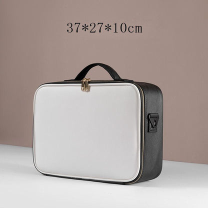 Leather Clapboard Cosmetic Bag Professional Make Up Case Large Traveling Insert