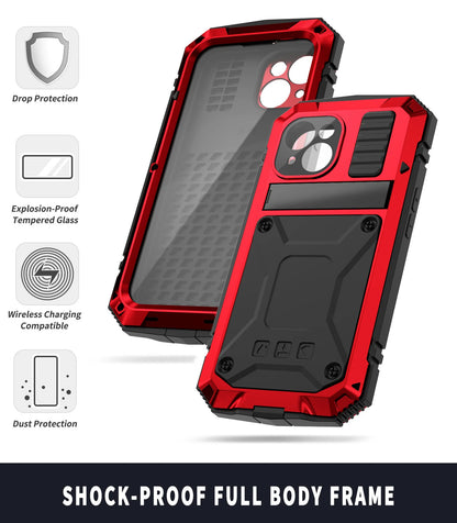 Full-Body Rugged Armor Aluminum Alloy Phone Case for iPhone 17 Pro Max/16/15