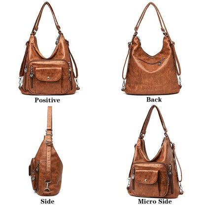 Women Handbag Solid Color Messenger Bag Large Shoulder Bag Synthetic Leather Bag