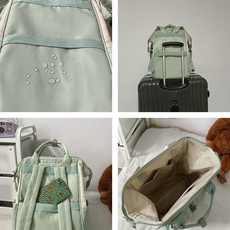 Fashion Backpack Contrast Nylon Bag Soft Handle Student Bag Backpacks 39*15*25CM