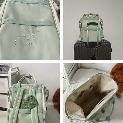 Fashion Backpack Contrast Nylon Bag Soft Handle Student Bag Backpacks 39*15*25CM